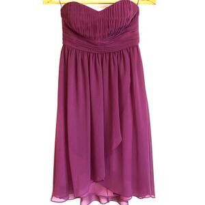 Anthropologie Purple Chiffon Strapless Mini Dress Babydoll Sweetheart Size 4